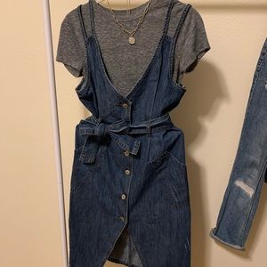 Front slit denim dress
